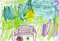 Obrázek ježka a Kuliferdy pod gaučem